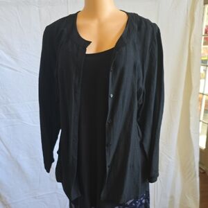 Eileen Fisher Black Open-Front Jacket With Matching Tank Top.